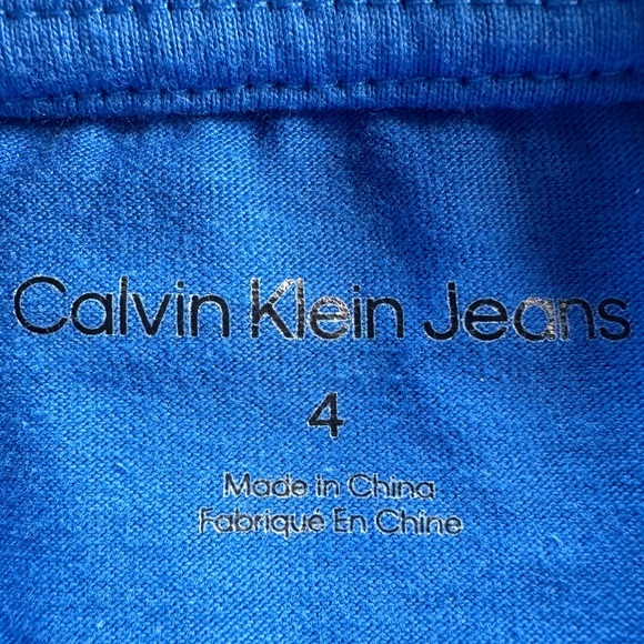 Calvin Klein Jeans Boys Blue Logo Tee Shirt Size 4 - Picture 4 of 4